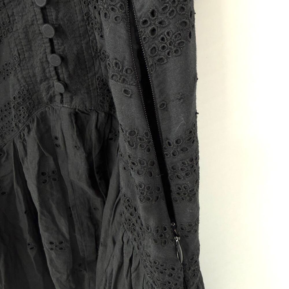 Madewell Eyelet Flutter Sleeve Mini Dress in Cotton Black Size 0 - Picture 7 of 10